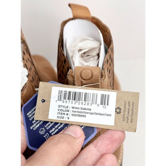TOMS Dakota Chelsea Ankle Boots Size 9 Tan Animal Print Water Resistant Leather - Picture 6 of 7